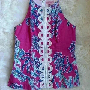 Lilly Pulitzer Pink and Blue Coral Print Tank Top